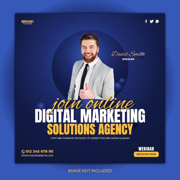 Agentur für digitales Business-Marketing Geschäftswachstum Live-Webinar Instagram-Social-Media-Beitragsvorlage
