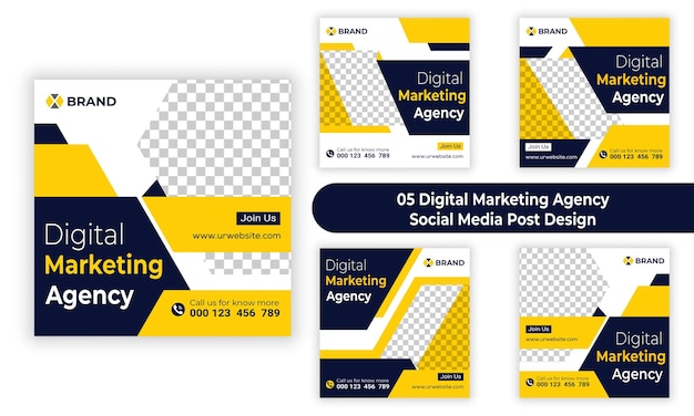 Agentur für digitales marketing und corporate social media post template pack werbebanner für marketingagenturen.