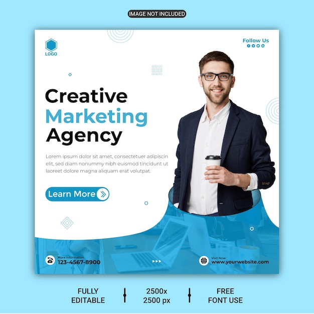 Agentur für digitales Marketing und soziale Medien von Unternehmen posten quadratische Bannervorlagen