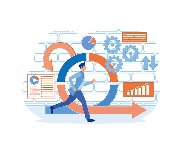 Agile Entwicklungsentscheidungen Methodik Geschäftskonzept Agile Lebenszyklusregel für Softwareentwicklung Diagramm Effektive Teamarbeit für Projekt Sprint Flachvektor moderne Illustration