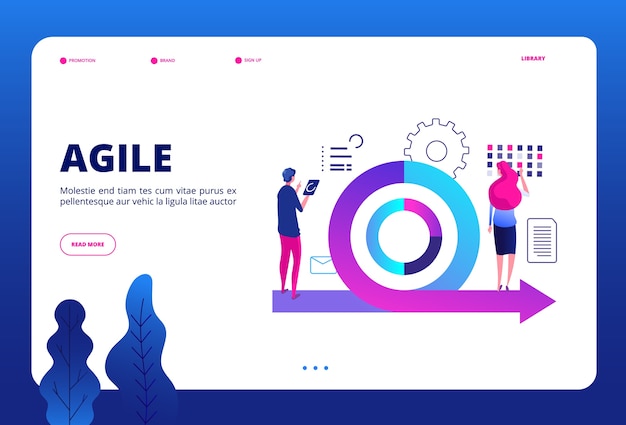 Vektor agile management landing page vorlage