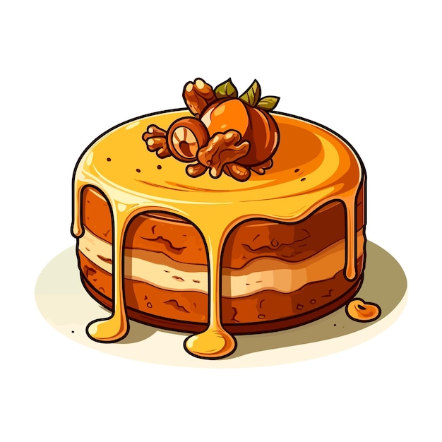 Ahorn-Walnuss-Kuchen-Cartoon-Vektor-Illustration | Premium KI ...