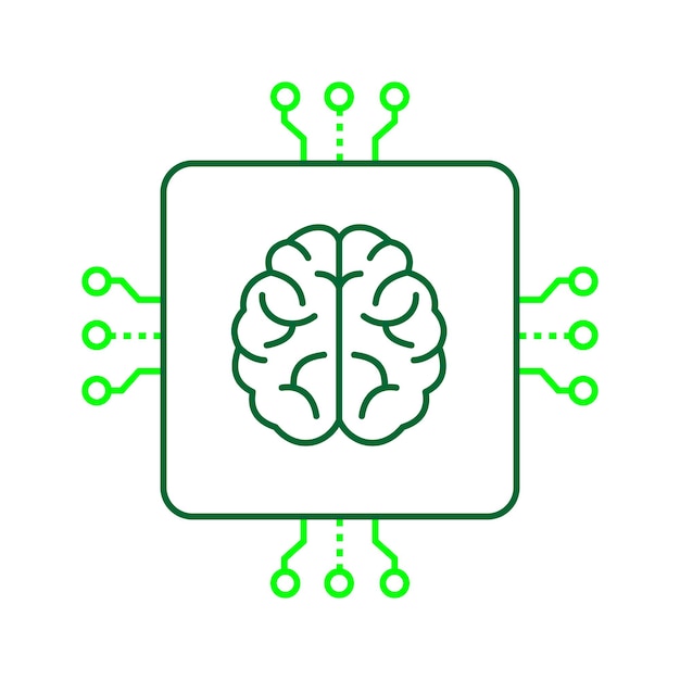 AI-Kognitives Gehirn und Neuralnetzwerk-Vektor-Ikonen-Design