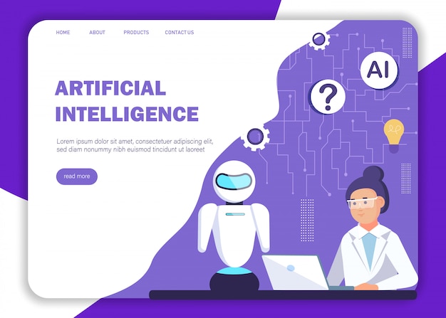 Ai konzept. landingpage-vorlage für künstliche intelligenz