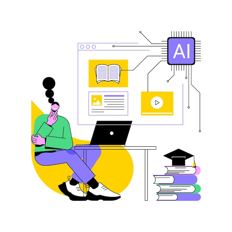 Vektor ai-optimisierte bildungsressourcen abstrakte konzeptvektorillustration