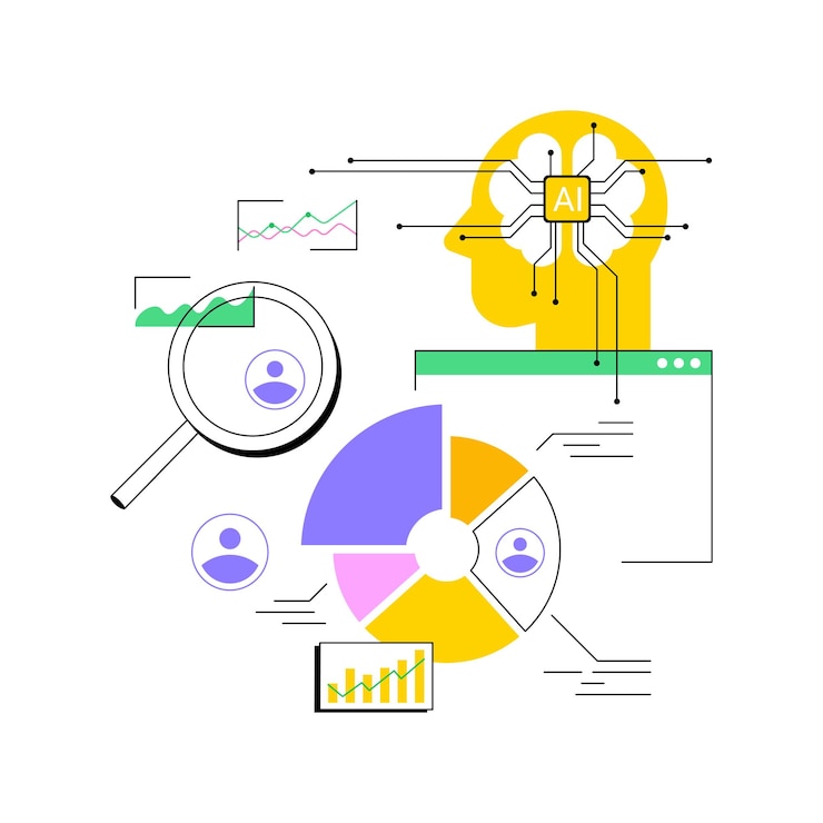 Vektor aia-analysierte konkurrentenanalyse abstrakte konzeptvektorillustration