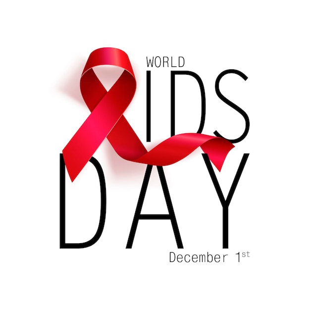 Aids Awareness World Aids Day Konzept Red Ribbon Vector Illustration EPS10