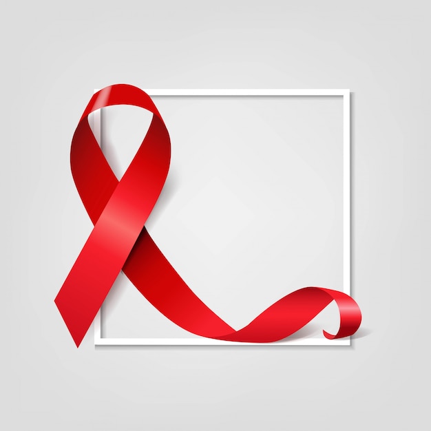 Aids day symbol red ribbon grauer hintergrund