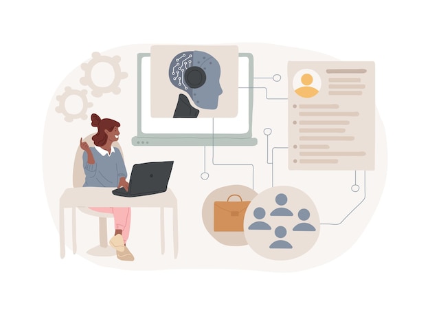 Aipowered Onboarding-Prozess abstraktes Konzept Vektor-Illustration Humanressourcen hilfgetriebene Ausbildung