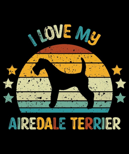 Airedale terrier silhouette vintage und retro-t-shirt-design
