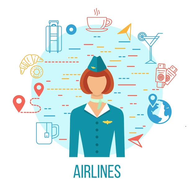 Airport icons berufe avatar-symbol stewardess