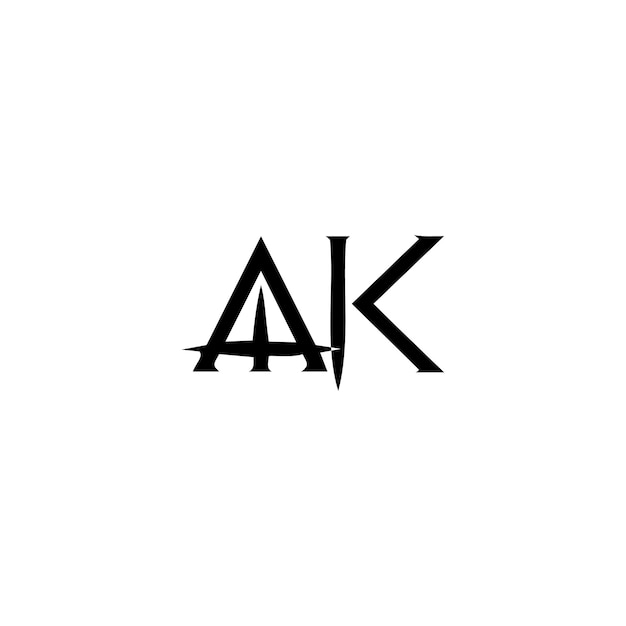 AK-Monogramm-Logo-Design, Buchstabe, Text, Name, Symbol, einfarbig, Logo, Alphabet, Zeichen, einfaches Logo