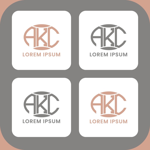 AKC Abstraktes Anfangsbuchstaben-Logo-Design. AKC Monogramm Kreisform Brief Firmenlogo.