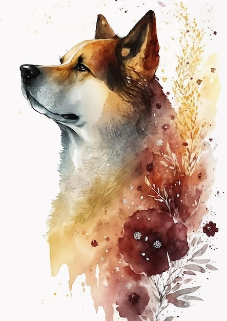 Vektor akita inu aquarell-design-kit für scrapbooking