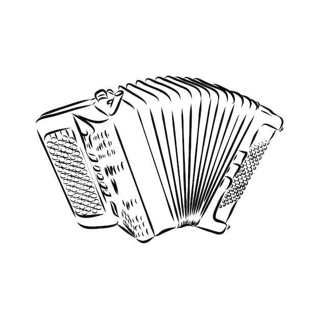 Vektor akkordeon musikinstrument skizze illustration hand gezeichnet vektor