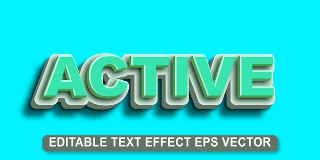 Aktive grüne Farbe bearbeitbare 3D-Text-Effekt-Eps-Vektor
