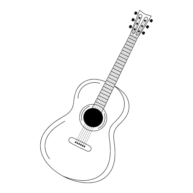Vektor akustikgitarre im doodle-stil musikinstrument