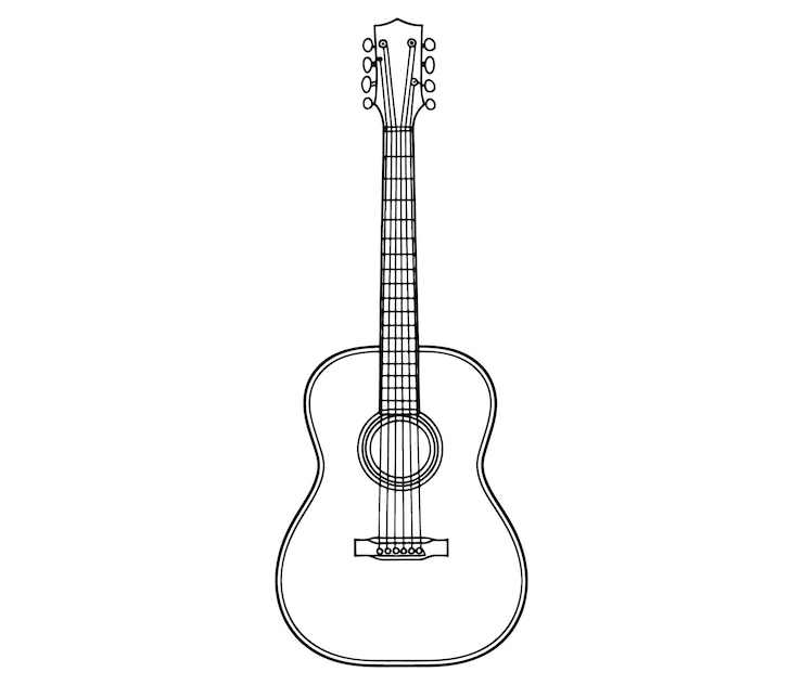Vektor akustische gitarre isoliert auf weißem gitarren-symbol vektor-illustration
