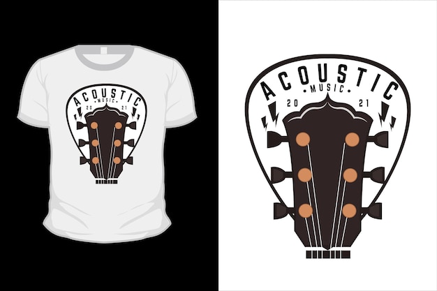 Akustisches musikillustrations-t-shirt-design mit gitarre