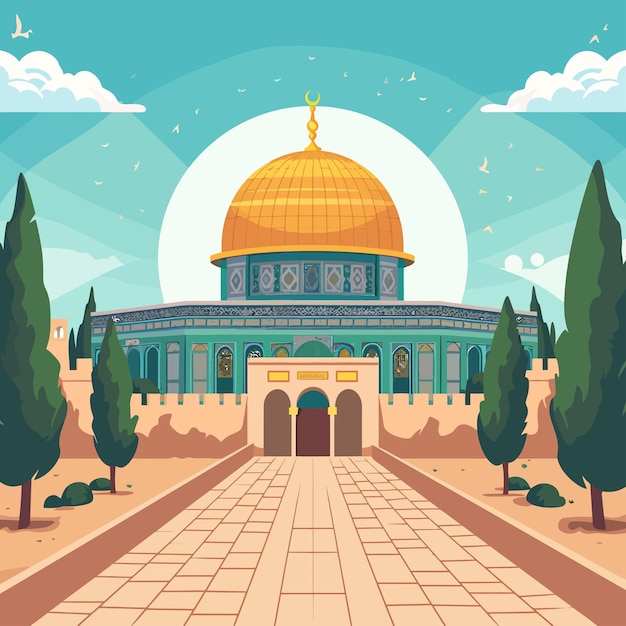 Vektor al-aqsa-moschee islamischer hintergrund