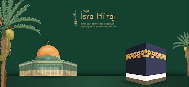 Al-Isra wal Mi'raj Übersetzen Sie die nächtliche Reise des Propheten Muhammad Vektorillustration für Poster