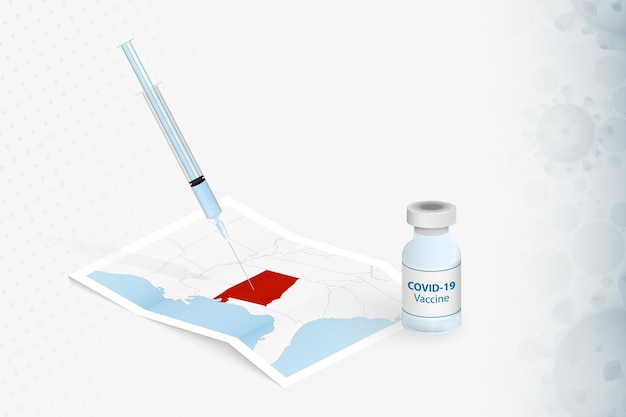 Alabama-impfung, injektion mit covid-19-impfstoff in der karte von alabama.
