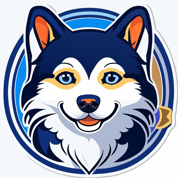 Vektor alaskan husky handgezeichnetes cartoon-aufkleber-symbol-konzept isolierte illustration