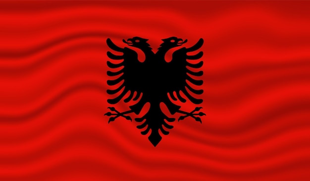 Albanien Nationalflagge 3D winkende Vektorillustration