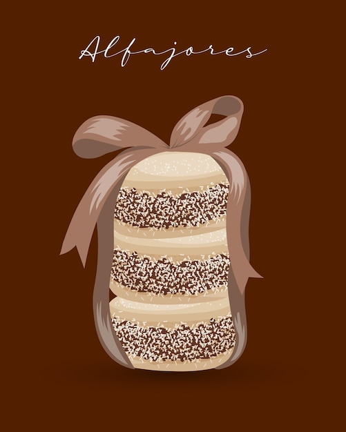 Alfajores-kekse, dessert, lateinamerikanische küche, argentinische nationalküche. lebensmittelillustration