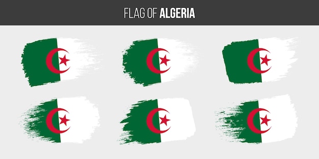 Algerien-flags pinselstrich-grunge-vektor-illustration flagge von algerien isoliert auf weiß