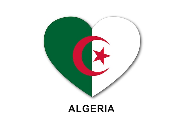 Algerien-Herzflaggen flach