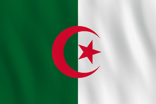 Algerische Flagge mit wehender Wirkung, offizieller Anteil.