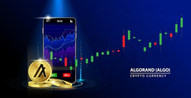 Algorand ALGO Goldmünze Smartphone sichere mobile Bankfinanzierung Kryptowährung Blockchain