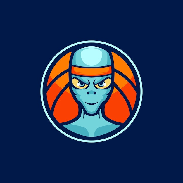 Alien basketball maskottchen logo vorlagen