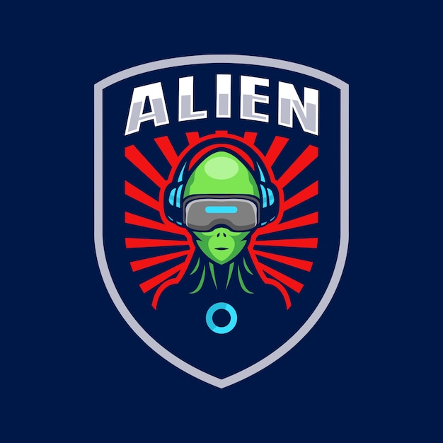 Alien maskottchen logo esport vorlage design