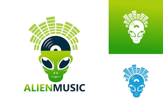 Alien music logo template design vektor, emblem, designkonzept, kreatives symbol, icon