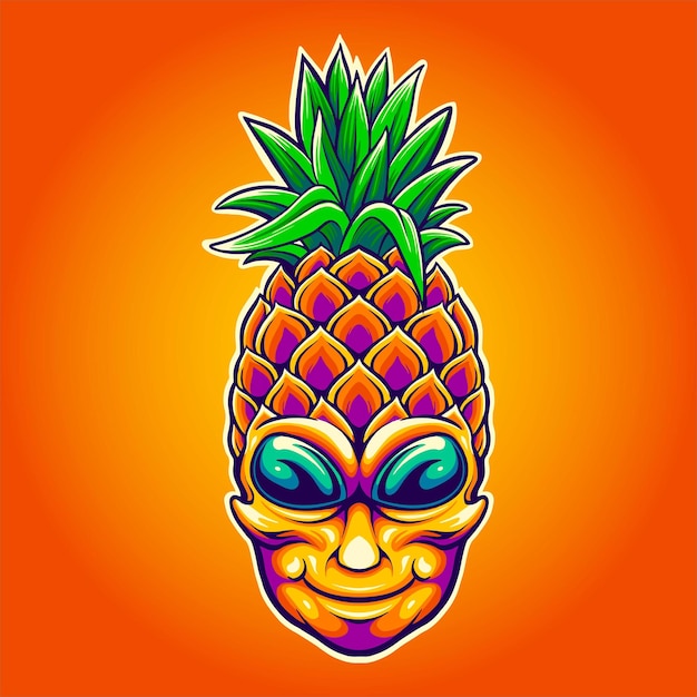 Alien trippy ananas-sommerillustration