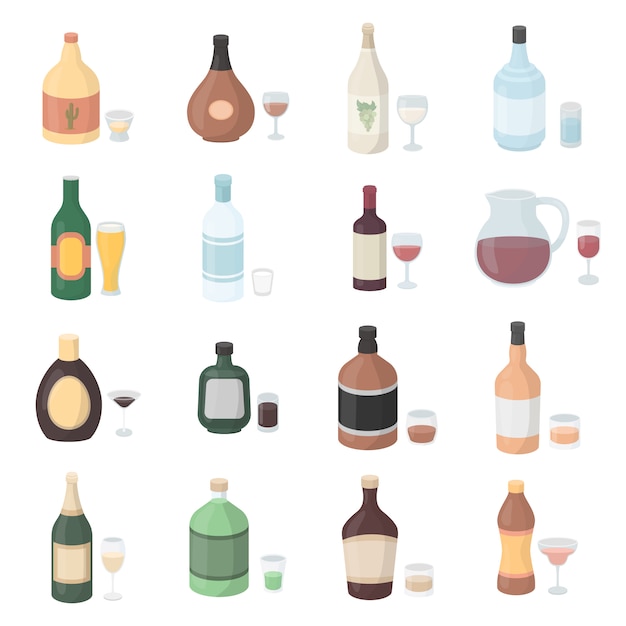 Alkohol-cartoon-vektor-icon-set. vektor-illustration flasche alkohol.