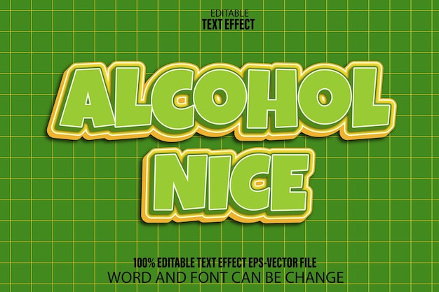 Vektor alkohol schöner editierbarer texteffekt im cartoon-stil