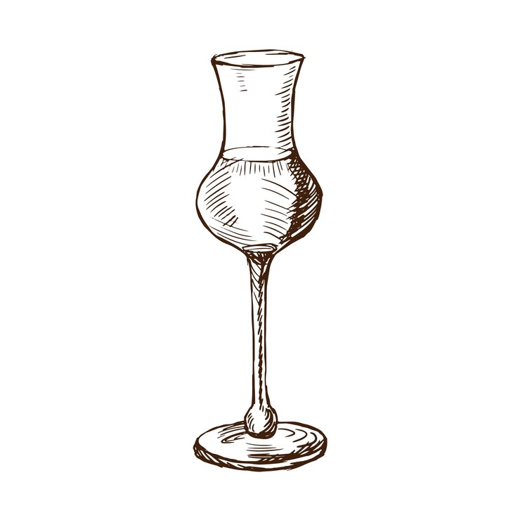 Alkoholisches Getränk Alkoholisches Getränk Grapp in einem Glas schöner Fouger