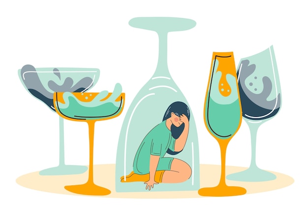 Alkoholmissbrauch und depressionsproblem des weiblichen alkoholismus soziales problem