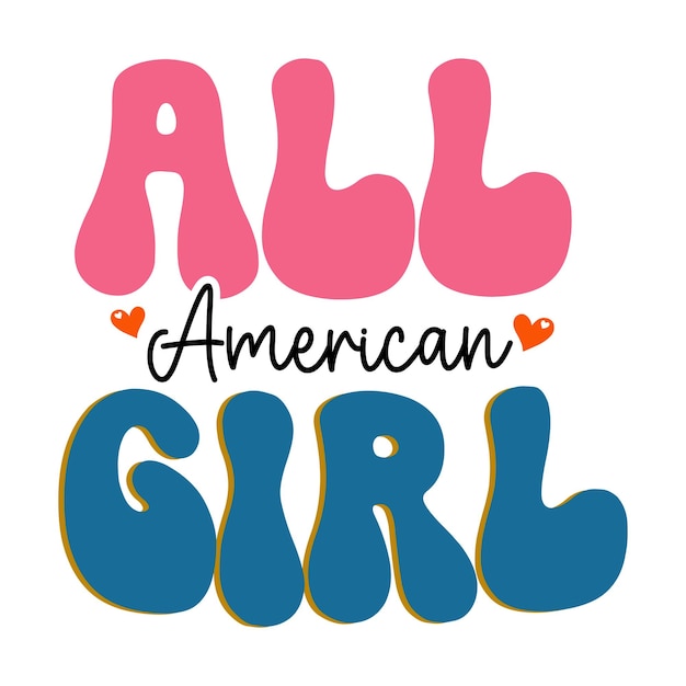 All-american-girl-logo mit rosa und blauen buchstaben