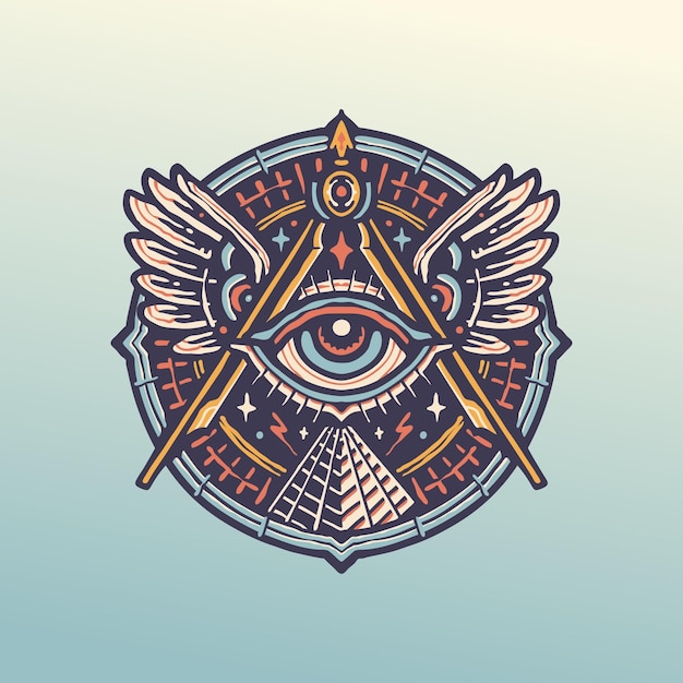 All seeing eye neue weltordnung geometrie illustration