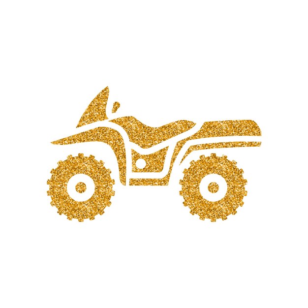 All-terrain-fahrzeug-symbol goldglitter textur-vektor-illustration