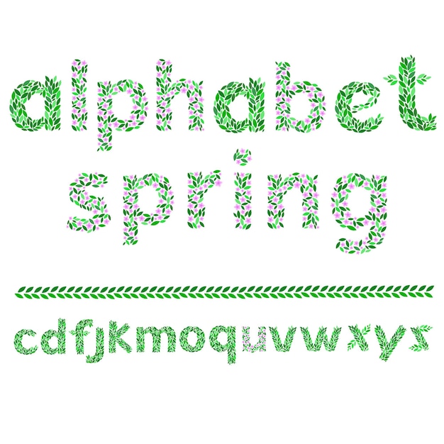 Alle Buchstaben Alphabet bestehend aus Blättern