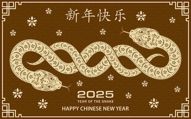 Vektor alles gute zum chinesischen neujahr 2025, jahr der schlange.