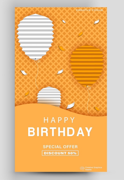 Vektor alles gute zum geburtstag-banner bearbeitbares beitragsvorlagenset für das streamen von bannerverkaufspräsentationen, einladungsgeschichten