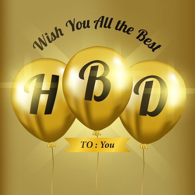 Alles gute zum geburtstag einladungsvorlage mit gold ballon