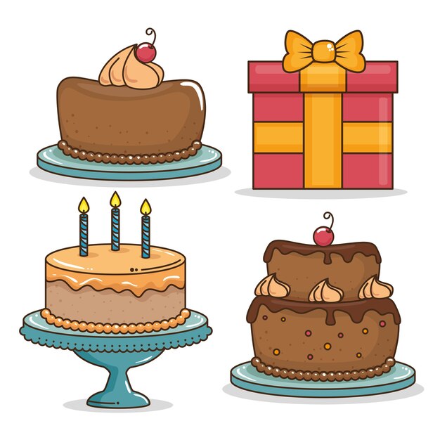 Alles gute zum geburtstag icon-set-design