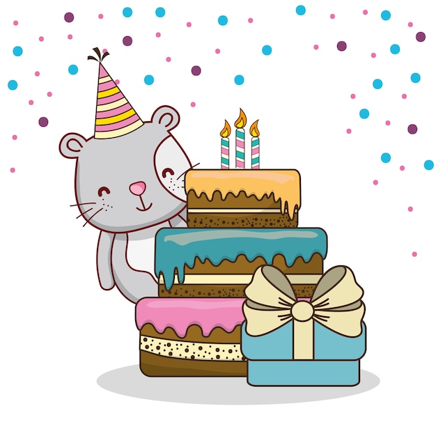 Alles gute zum geburtstag karte cartoons  Premium-Vektor